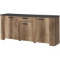 Buffet - STEIN - Chene et steam black - 3 portes - 1 tiroir - 182 x 40 x 78 cm - PARISOT