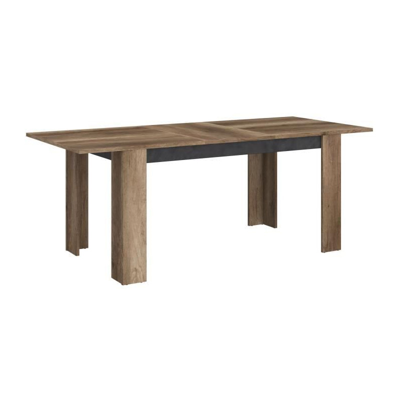 Table avec allonge - STEIN - Rectangulaire - Chene et steam Black - 6 personnes - 157 / 207 x 90 x 77,8 cm - PARISOT