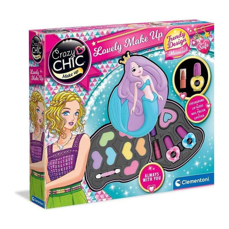 Clementoni - Crazy Chic - Palette de maquillage Sirene - 2 palettes de fards a paupieres