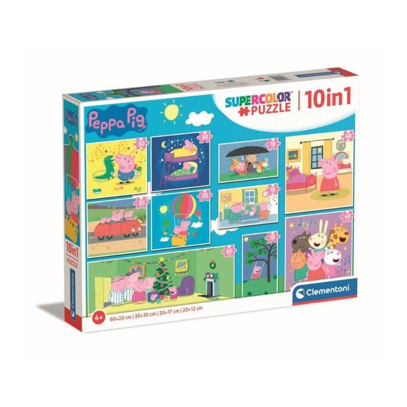 CLEMENTONI - Puzzle 10 en 1 Peppa Pig - Moins de 100 pieces - Pour enfant