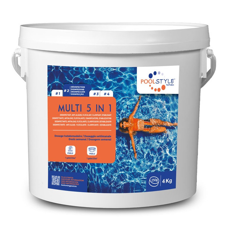 Chlore multifonctions 5 en 1 en galet 250g 4kg POOLSTYLE PSL 500 0003