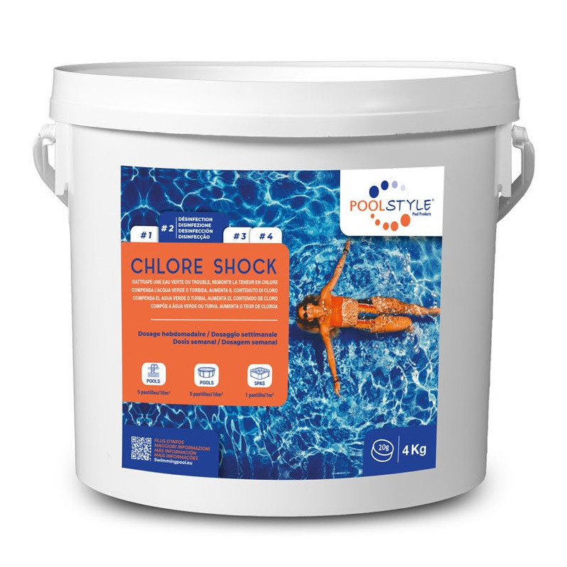 Chlore choc 4kg en tablette de 20g POOLSTYLE PSL 500 0004