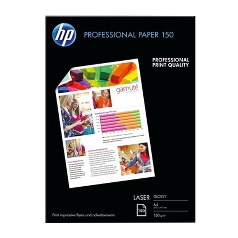 Papier photo brillant HP Professional 150 GSM - 150 feuilles - A4 - compatible avec imprimantes laser