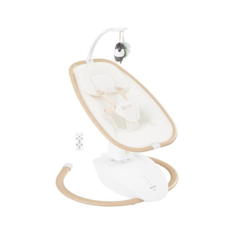 Babymoov Balancelle Bébé Swoon Hoop - Télécommande incluse, Ultra Confort, Design Épuré, Assise Rotative 90°, Arche de je