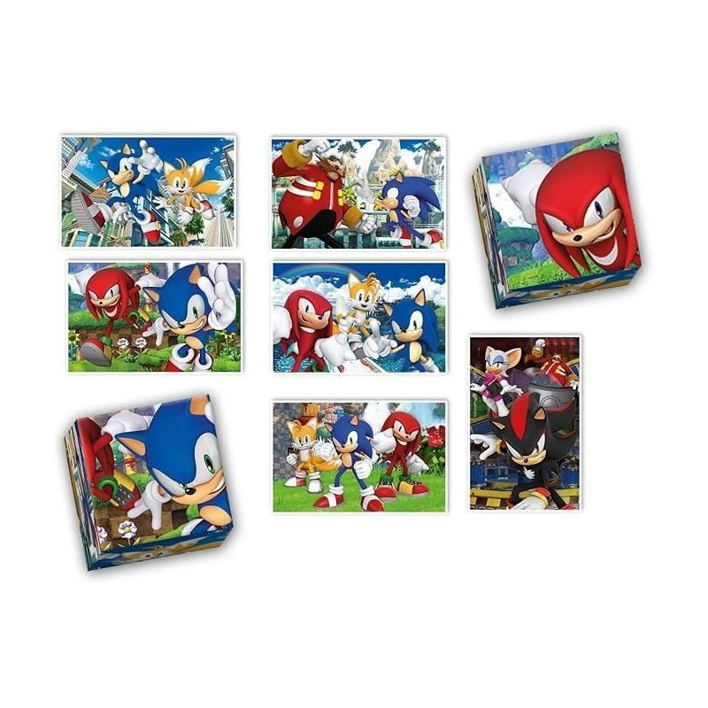 Clementoni - Edukit - Sonic - Coffret apprentissage 4 en 1 - 2 puzzles, 1 mémo, 1 jeu de 6 cubes - Fabriqué en Italie -Dés 4a