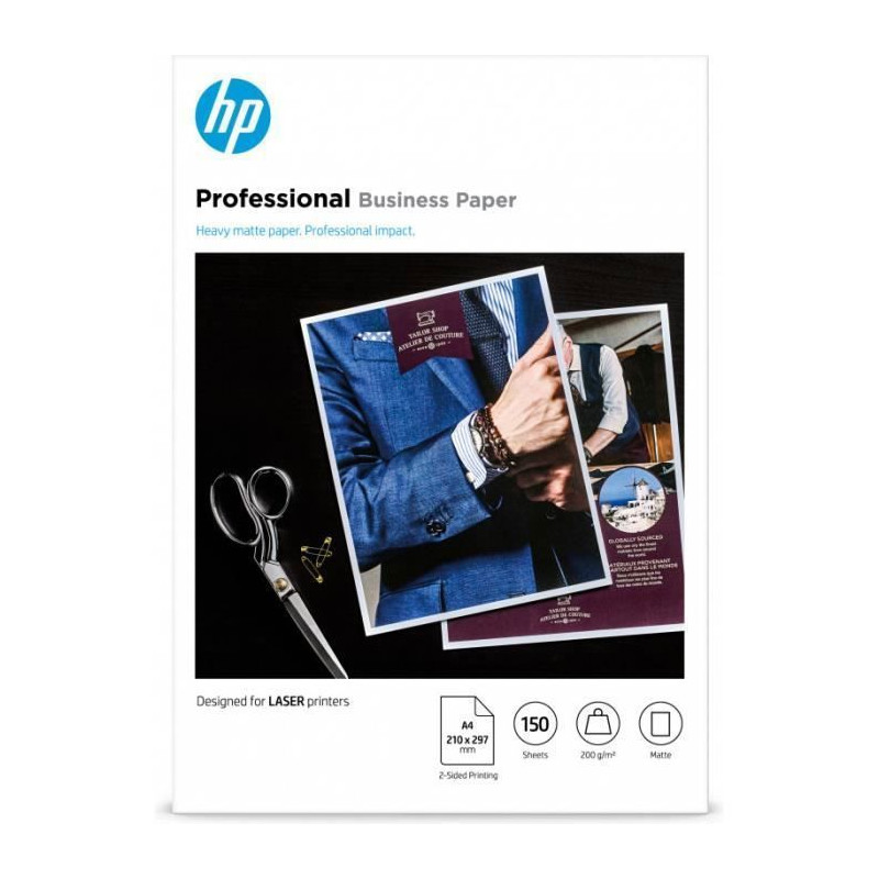 hp  hp prof matte lj a4 200g 150sh fsc paper Cartouche HP 7MV80A. Format de papier: A4 (210x297 mm), Utilisation recommandée: