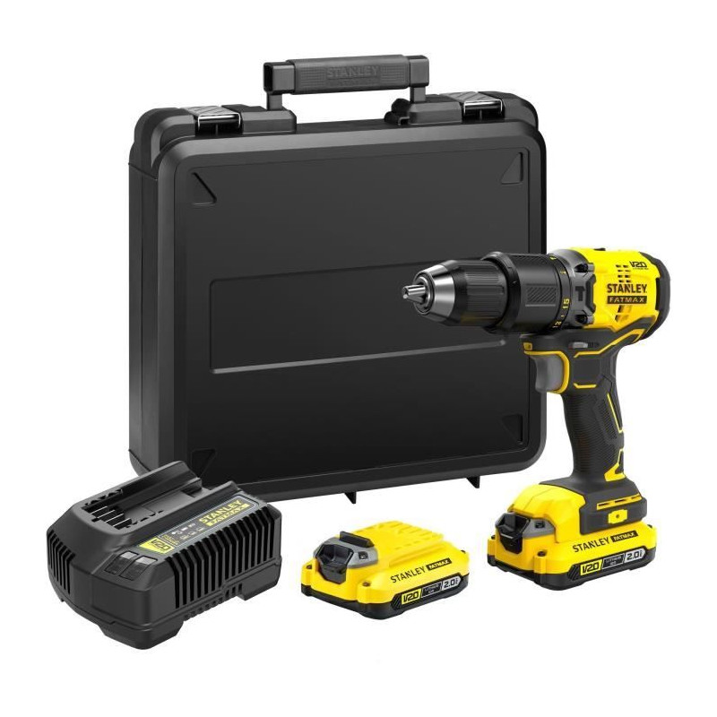 Perceuse visseuse a percussion Brushless 60 Nm - Lithium 18V - 2 Batteries 2Ah - STANLEY FATMAX V20 - SFMCD715D2K-QW