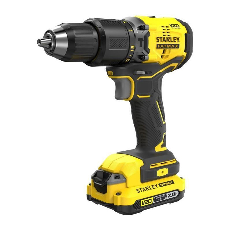 Perceuse visseuse a percussion Brushless 60 Nm - Lithium 18V - 2 Batteries 2Ah - STANLEY FATMAX V20 - SFMCD715D2K-QW