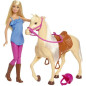 Poupée Barbie et son cheval - BARBIE - Blonde - Accessoires d'équitation inclus