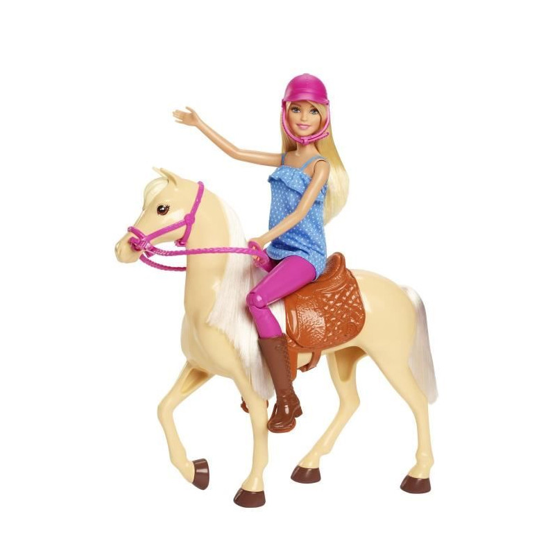 Poupée Barbie et son cheval - BARBIE - Blonde - Accessoires d'équitation inclus