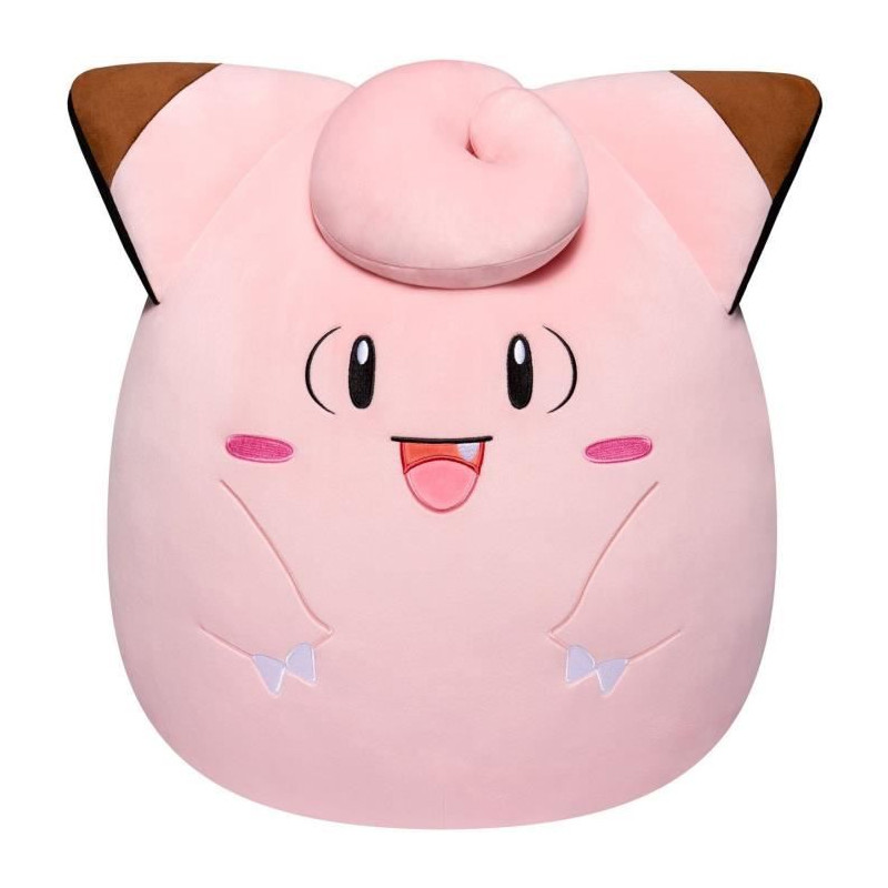 Peluche - BANDAI - Pokémon - Squishmallows 50 cm - Mélofée (Clefairy) - Grande peluche ultra-douce - Licence officielle Poké