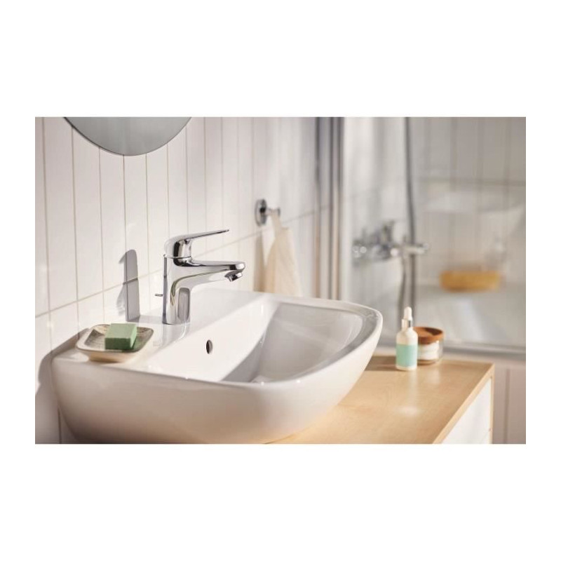 Mitigeur monocommande lavabo - GROHE Swift - 24325001 - Chromé - Taille M - Economie d'eau - Tirette et vidage