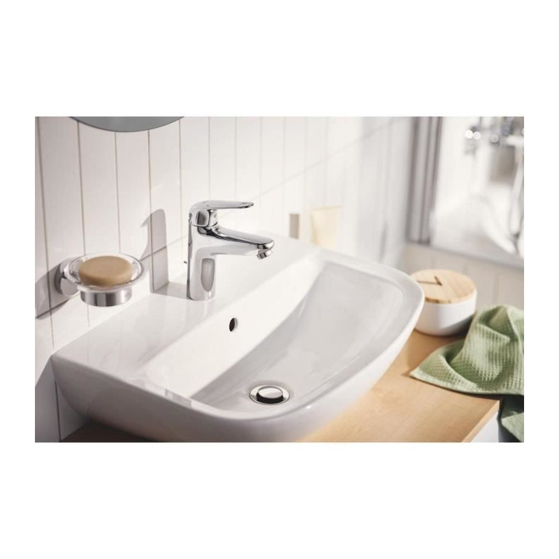 Mitigeur monocommande lavabo - GROHE Swift - 24316001 - Chromé - Taille S - Economie d'eau - Tirette et vidage