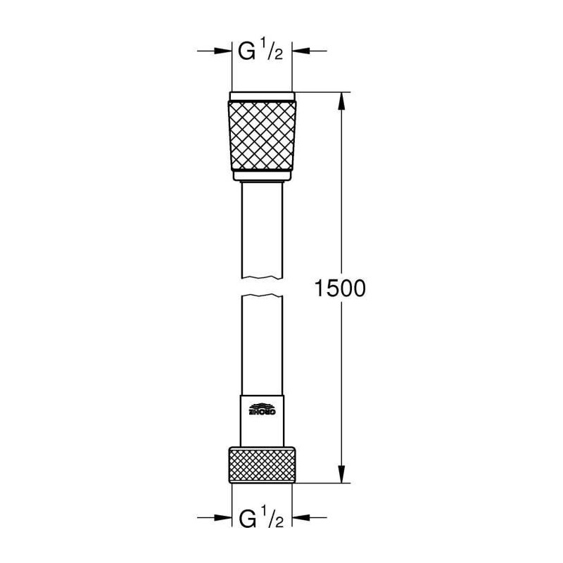 Flexible de douche - GROHE VitalioFlex 28743002 - 1,5m - Anti-pliures et torsion - Connexion universelle - Surface lisse - Chrom