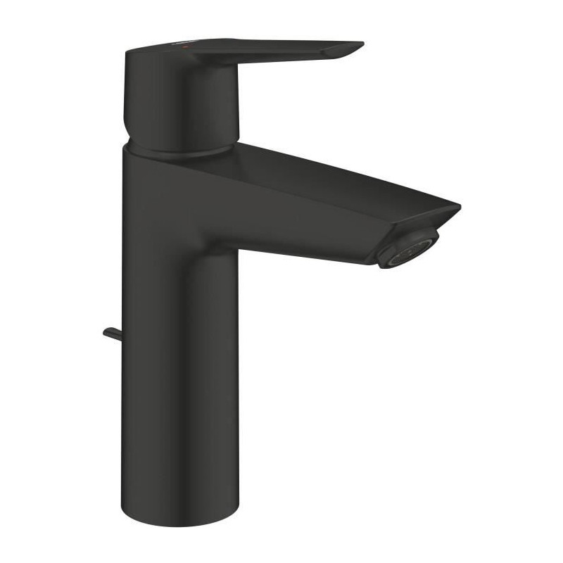 Mitigeur monocommande lavabo - GROHE Start - 234552432 - Noir mat - Taille M - Bec moyen - Economie d'eau - Tirette et vidage