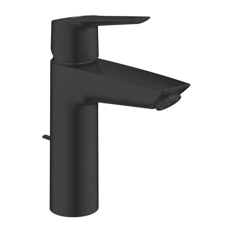 Mitigeur monocommande lavabo - GROHE Start - 235522432 -Noir mat -Taille M -Ouverture Eau Froide -Economie d'eau -Tirette et vid