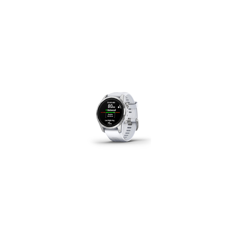 Montre connectée Garmin epix Pro (Gen 2) 42mm, Acier, Silver avec bracelet blanc