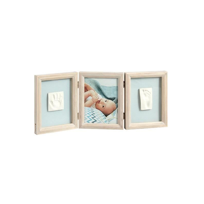 Baby Art My Baby Touch - Cadre Photo Bois Double Empreinte Bébé : Kit Empreintes Mains et Pieds Bébé, Cadeau Naissance