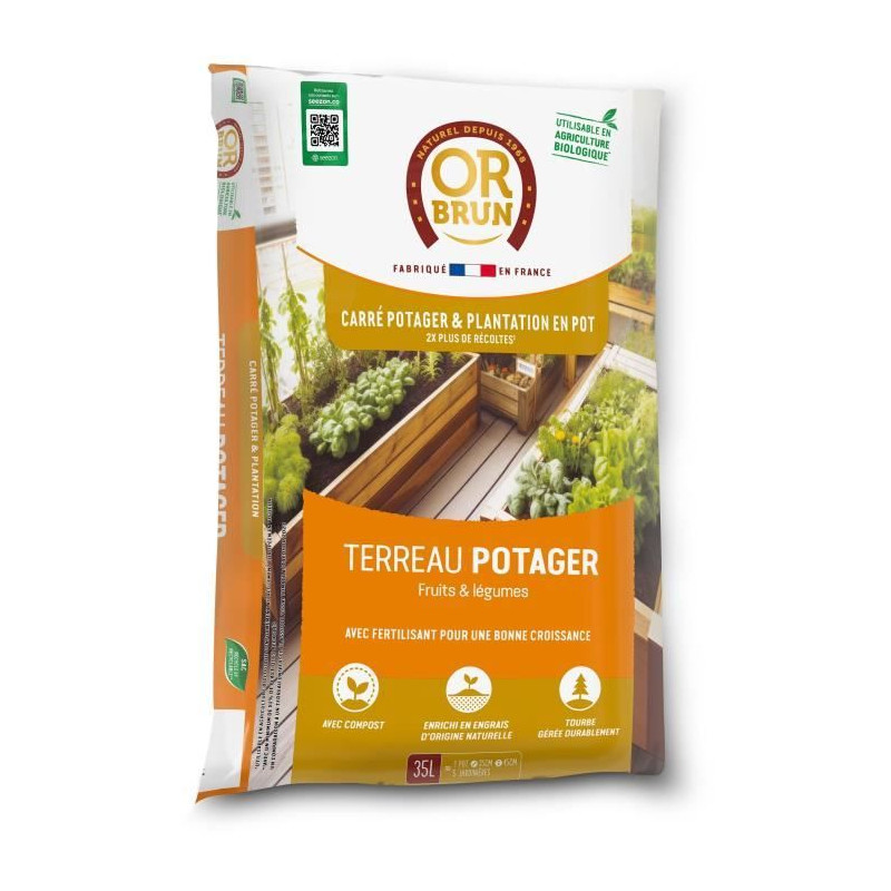 Terreau potager et carré potager - OR BRUN - OBRTCAPOT35N - 35 L