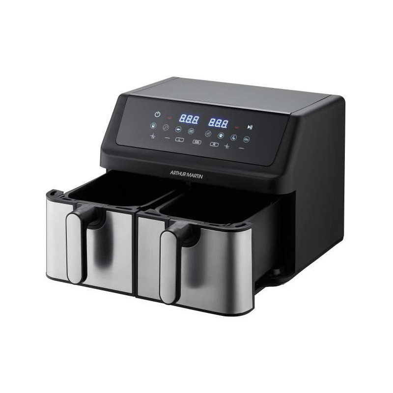 Friteuse sans huile - ARTHUR MARTIN - Airfryer AMPF9 - 2 cuves de 4,5L - 2000W - Affichage LED