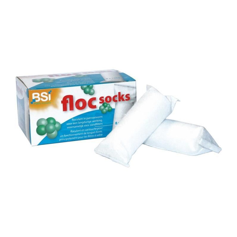 BSI - Floc Socks - Chaussette de Floculation - Floculant pour Piscine - 8 x 125g