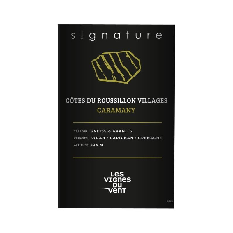 Signature Caramany Vignes du Vent 2022 Côtes du Roussillon Villages - Vin rouge de Languedoc