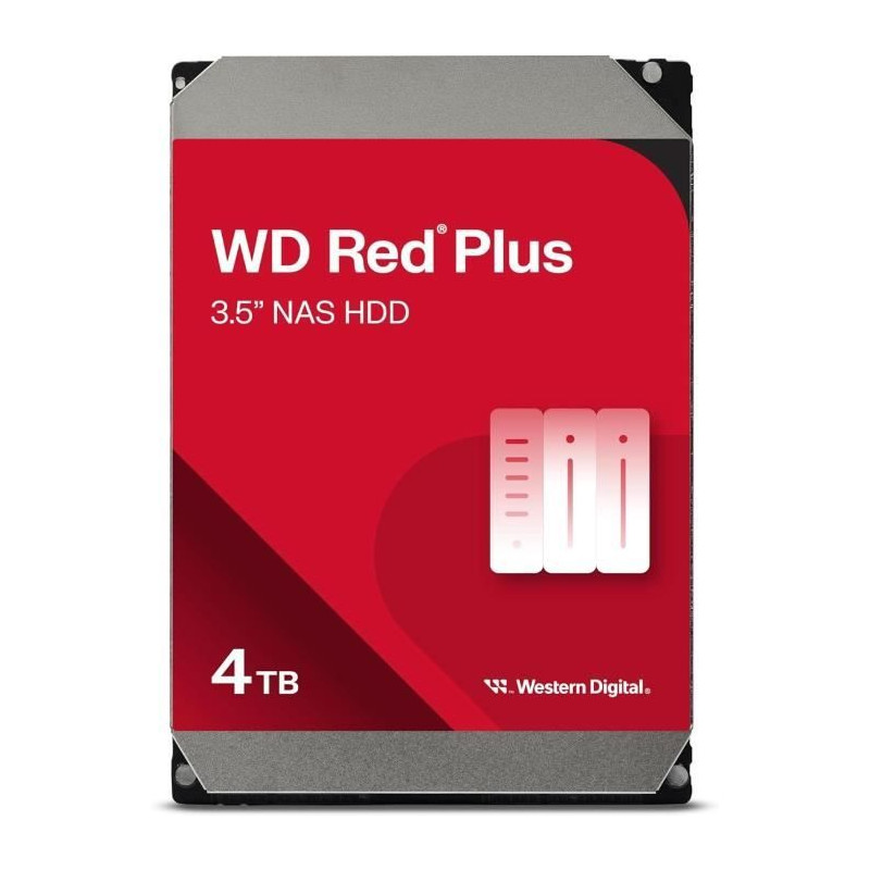 Disque dur Interne - WESTERN DIGITAL - Red Plus - 4To - 3.5 - Dédié NAS - 5400 RPM Class - SATA 6 GB/s (WD40EFPX)