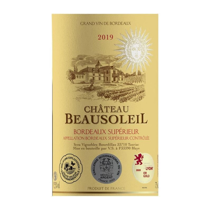 Château Beausoleil 2019 Bordeaux Supérieur - Vin rouge de Bordeaux