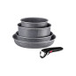 TEFAL INGENIO Hard Stone Lot 5 pieces, Poeles 22/26 cm, Casseroles 16/20 cm, Poignée amovible, Non induction, Antiadhésif L440