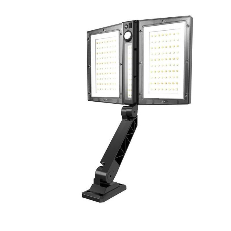 Spot solaire - LUMISKY - CLIPPER BLACK - 37 cm - 2 tetes noir - Détecteur de mouvement orientable - LED blanc