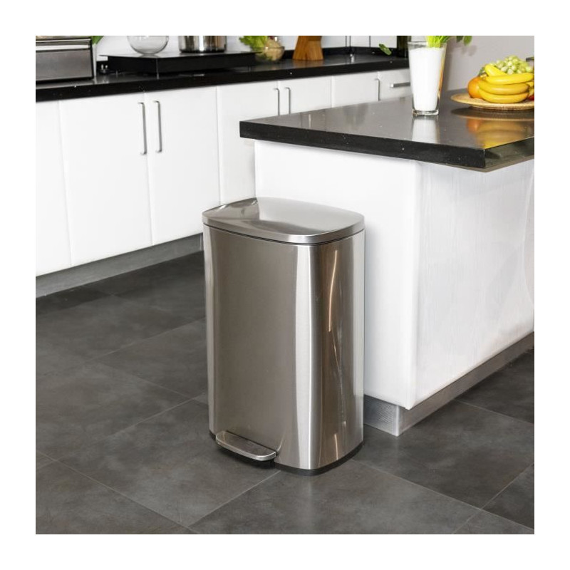 KITCHEN MOVE Poubelle de cuisine a pédale - Inox brossé - 50L - ADMIRAL