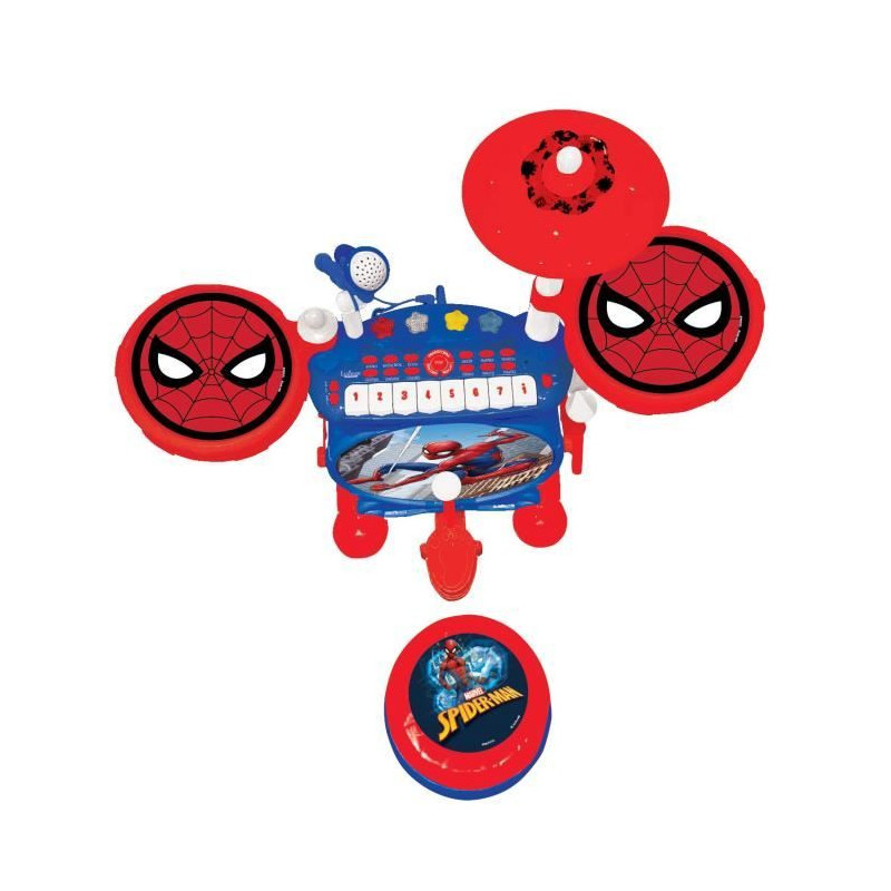 SpiderMan - Batterie électronique pour enfant - Lumineuse - Complete avec clavier, cymbales et tabouret - Lexibook