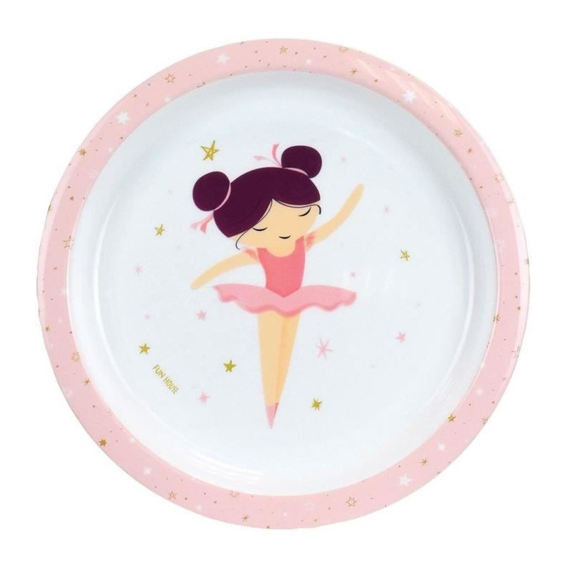 Lot Vaisselle Danseuse Ballerine - FUN HOUSE - 006364 - Verre, Assiette Creuse, Assiette Plate, Couverts, Gourde et Boîte Goût