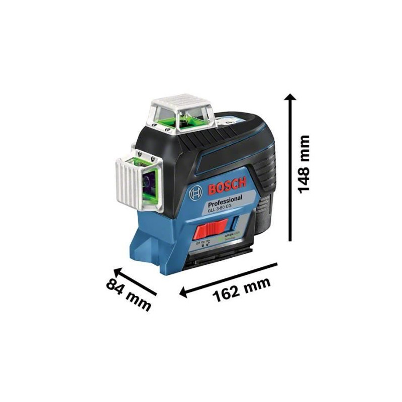 Laser ligne 12V GLL 3-80 CG vert + batterie GBA 2Ah + chargeur GAL 1230 CV BOSCH 0601063T00