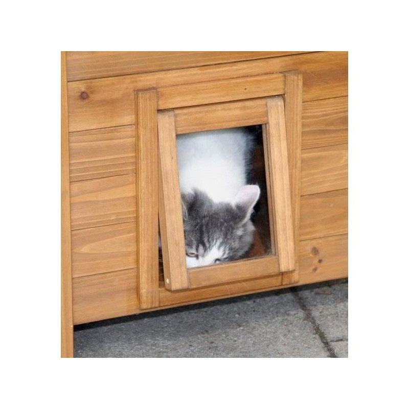 Maisonnette pour chat - KERBL - Lodge - Bois - Marron / Vert - 77 x 50 x 73 cm