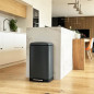 Poubelle de cuisine a pédale - GREENWICH - KITCHEN MOVE - 40L - Design - Gris mat en acier inox