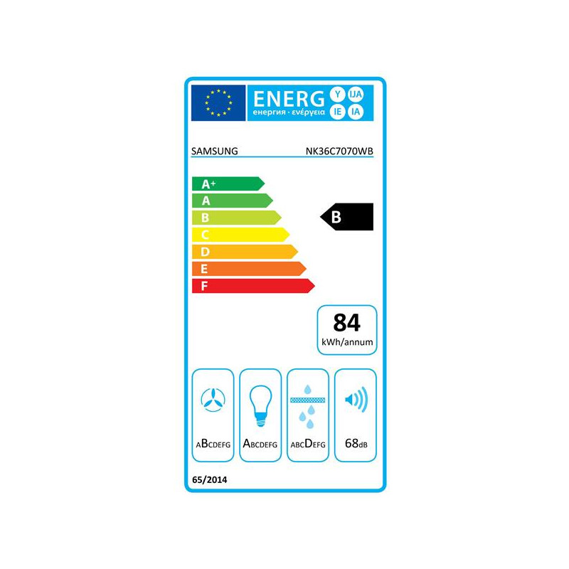 Hotte décorative murale inclinée 90 cm - Connectique bluetooth - 585 m3 SAMSUNG - NK36C7070WB