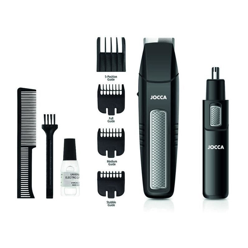 KIT barbe 5 en 1 - JOCCA - 1439 - 3V - 4 sabots - Noir et acier inoxydable