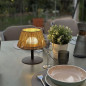 Lampe de table sans fil - LUMISKY - STANDY MINI RAFFY - H22 cm - Raphia naturel - LED blanc chaud et blanc