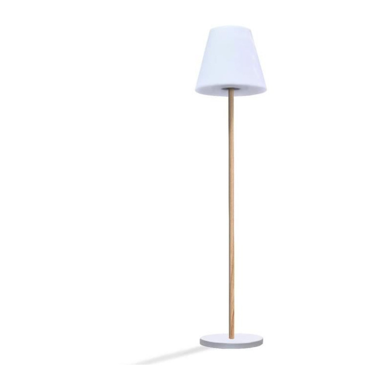 Lampe de table solaire et rechargeable - LUMISKY - STANDY MINI WOOD SOLAR - H25 cm - LED blanc chaud et blanc dimmable