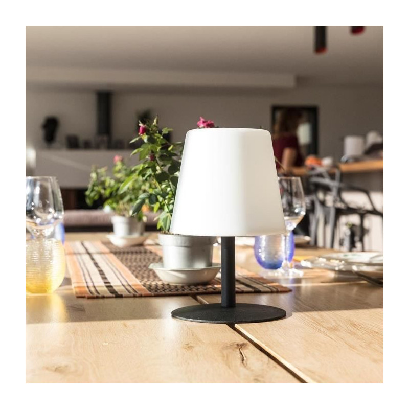 Lampe de table sans fil - LUMISKY - STANDY MINI Dark - H25 cm - Pied en acier noir - LED blanc chaud et blanc