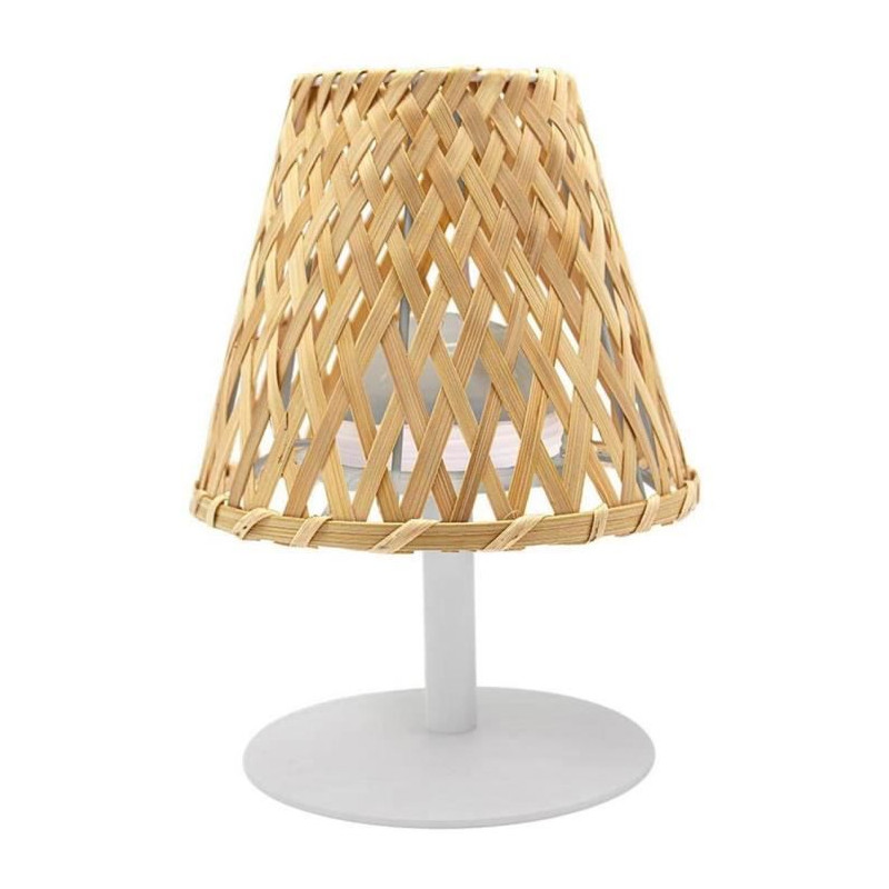 Lampe de table sans fil - LUMISKY - IBIZA - H26 cm - Bambou naturel - LED blanc chaud et blanc