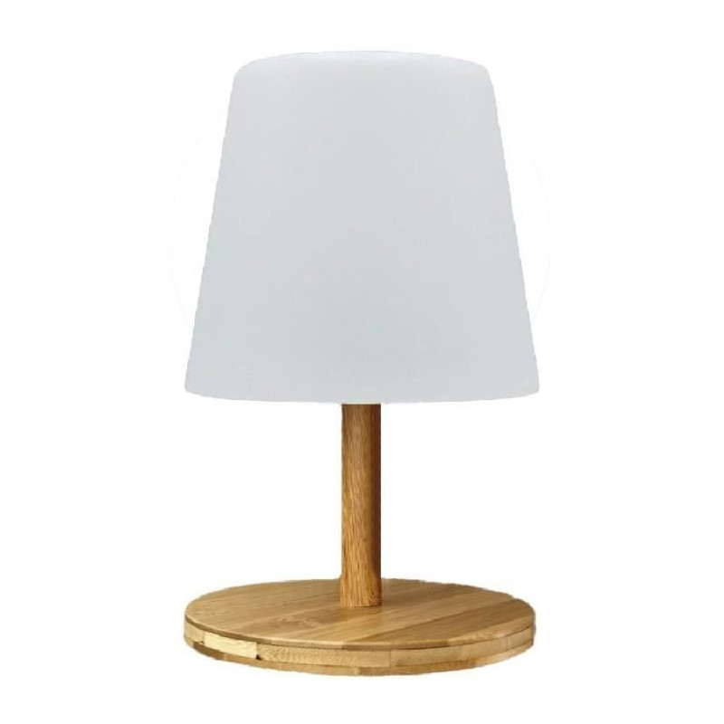 Lampe de table sans fil - LUMISKY - STANDY MINI WOOD - H25 cm - Pied en bambou naturel - LED blanc chaud et blanc