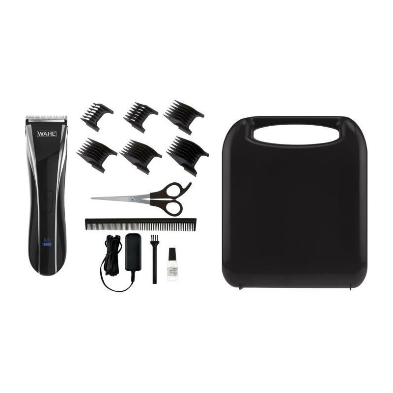 Tondeuse a cheveux - WAHL - 1911.0467 Lithium Pro LCD Clipper - 6 W - 100 min - 6 sabots - Noir