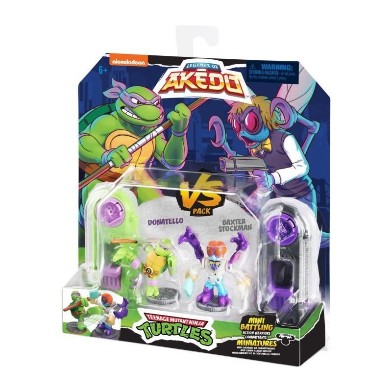 Coffret de figurines Donatello vs Baxter Stockman - Akedo - Moose Toys - Tortues Ninja - Multicolore - Mixte