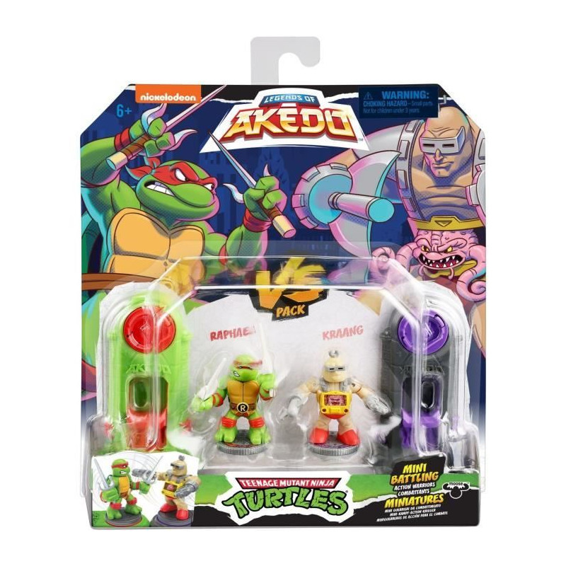 Figurines Tortues Ninja - Akedo - Raphael vs Rocksteady - Extérieur - 6 ans - Multicolore