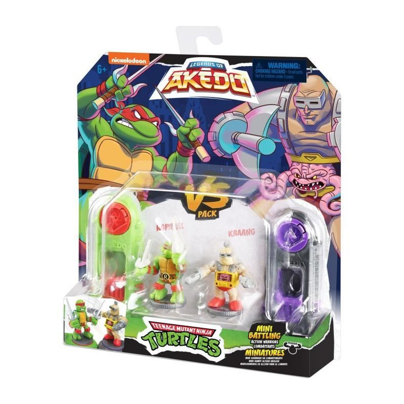 Figurines Tortues Ninja - Akedo - Raphael vs Rocksteady - Extérieur - 6 ans - Multicolore