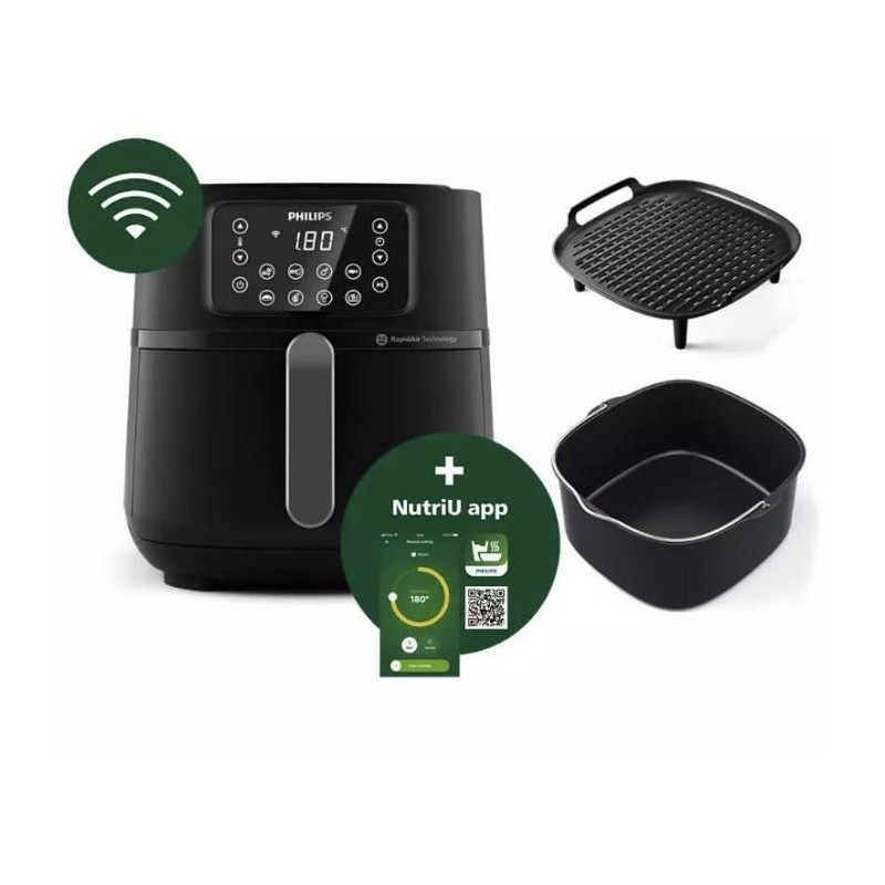 Friteuse sans huile - PHILIPS - Airfryer Connecté XXL HD9285/96 Série 5000 - 7,2L - 6 personnes - 16 préréglages - Noir