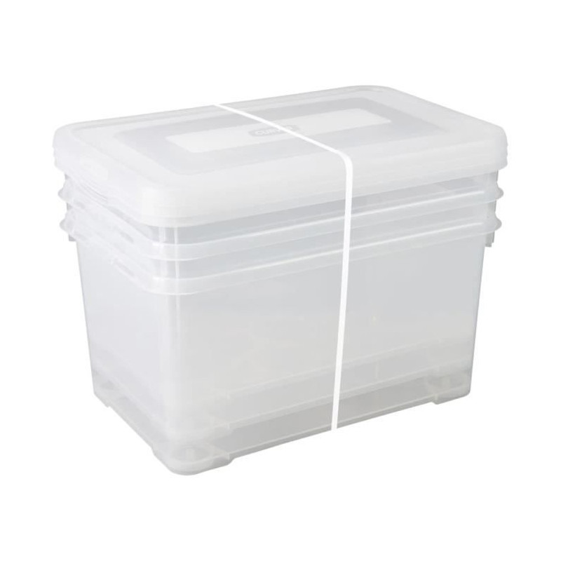 CURVER Lot de 3 boîtes de rangement - 50L - Transparent - L 60 x P 40 x H 39,5 cm