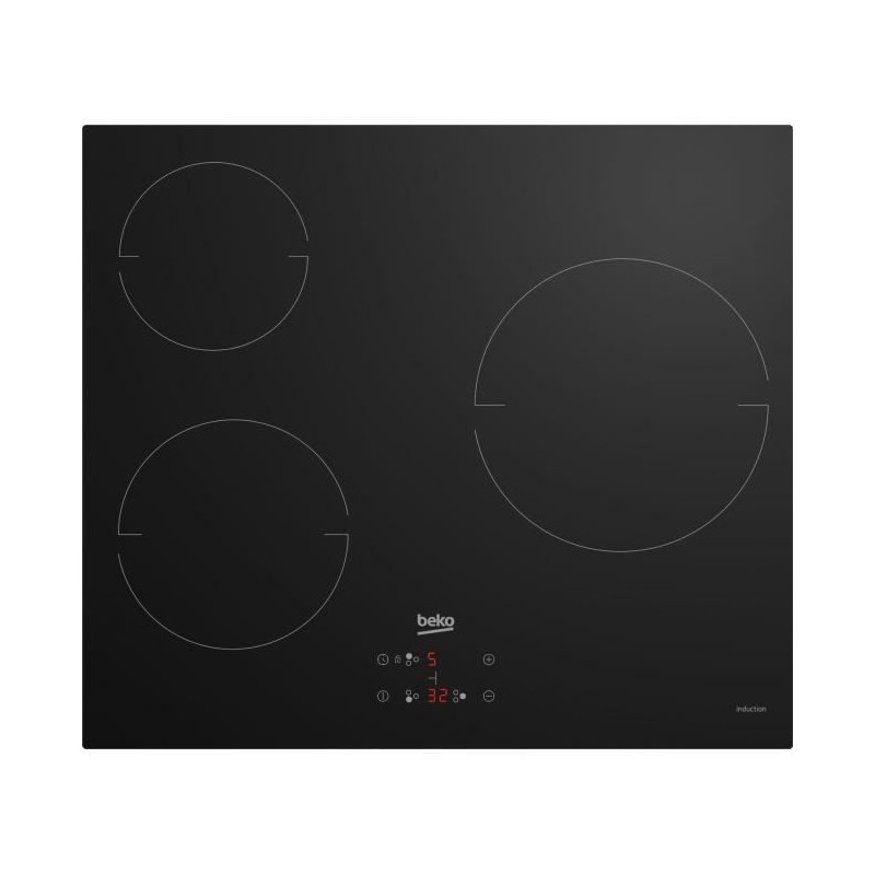 Table de cuisson vitrocéramique - BEKO - 3 foyers - 60 cm - HIC63400